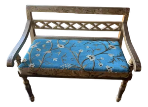 1990s Italian Regency Hand Painted Settee Bench W/ Custom Double Sided Cushion