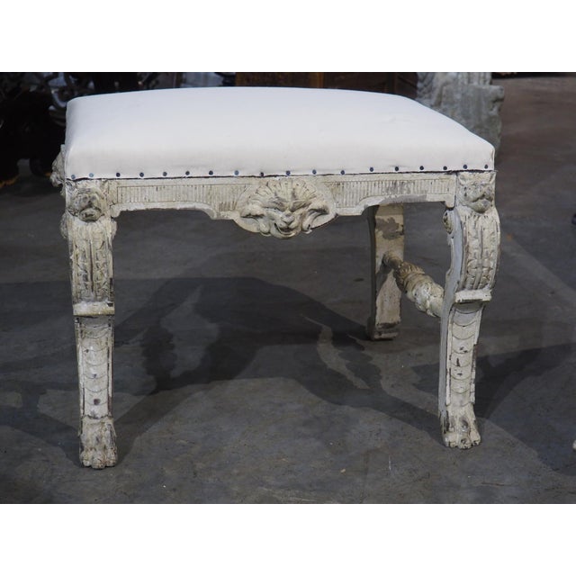 Light Gray Pair of Antique Painted Italian Tabouret Stools From Turin, 19th Century For Sale - Image 8 of 18