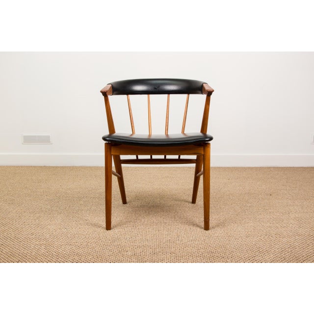 1950s Danish Armchair in Teak and Skai by Helge Sibast for Sibast, 1950s For Sale - Image 5 of 13