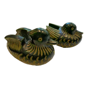 Mid 20th Century Japanese Mandarin Duck Screen Holders - a Pair