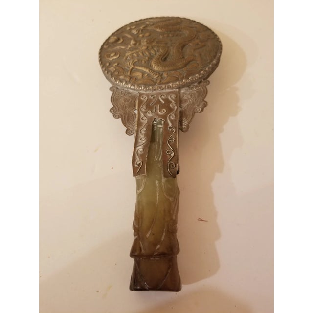 1920s 1920s Chinese Hand Mirror With Stone Handle For Sale - Image 5 of 12