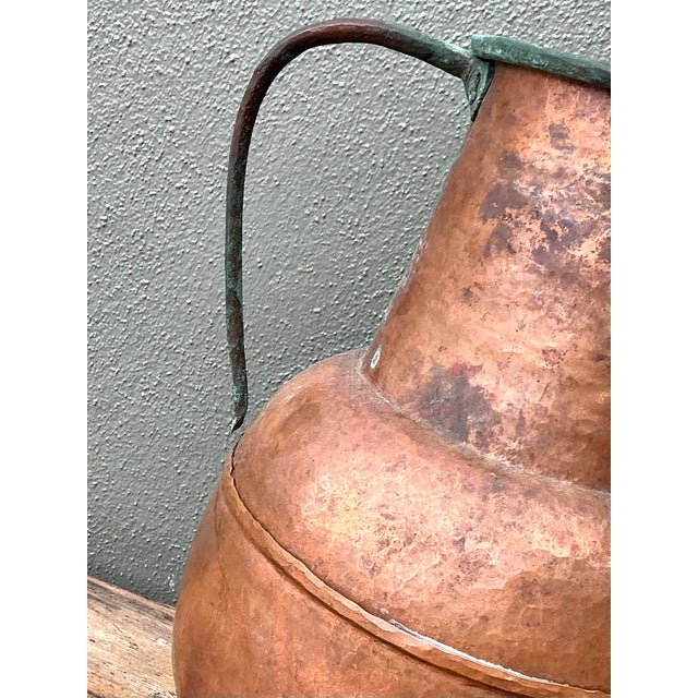 Vintage Moroccan Patinated Hammered Copper Water Jugs - A Pair For Sale - Image 10 of 12