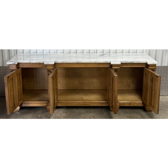 Late 20th Century Neoclassical Low Credenza With Marble Top For Sale - Image 10 of 10