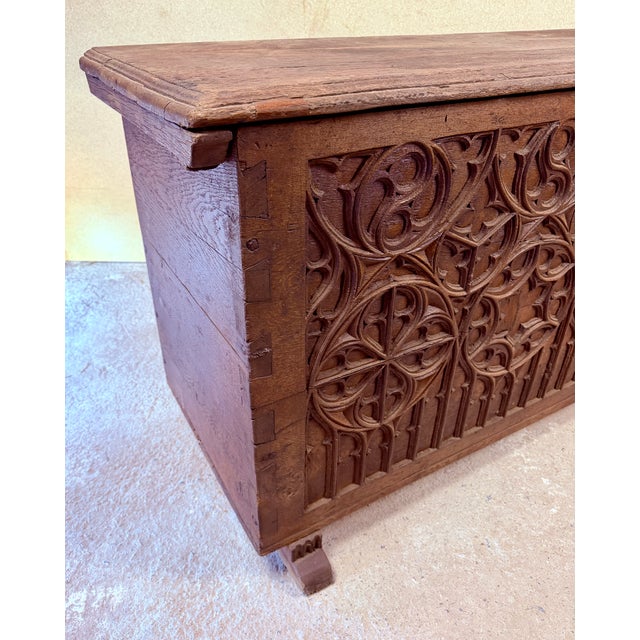 Late 18th Century Spanish Carved Wood Chest with Gothic Decoration, 1880 For Sale - Image 9 of 15