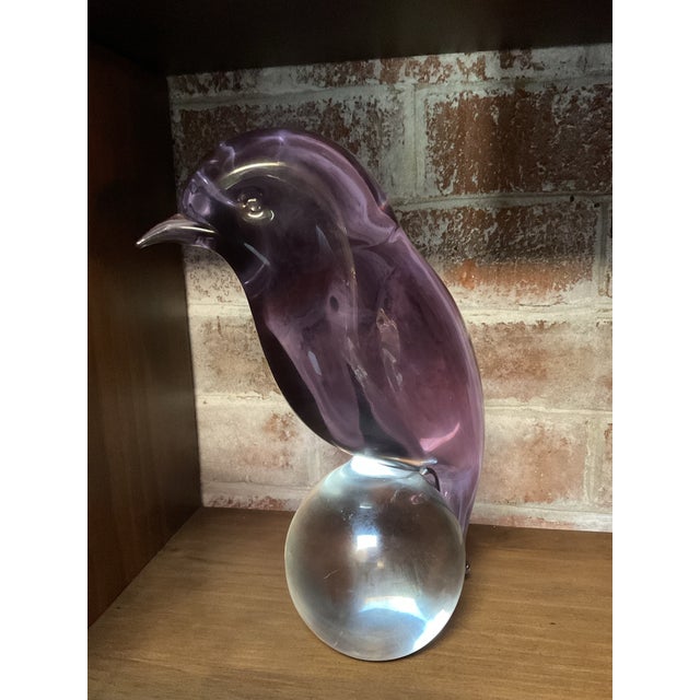Oggetti Murano Glass Neodymium Alexandrite Bird Sculpture by Oggetti For Sale - Image 4 of 11