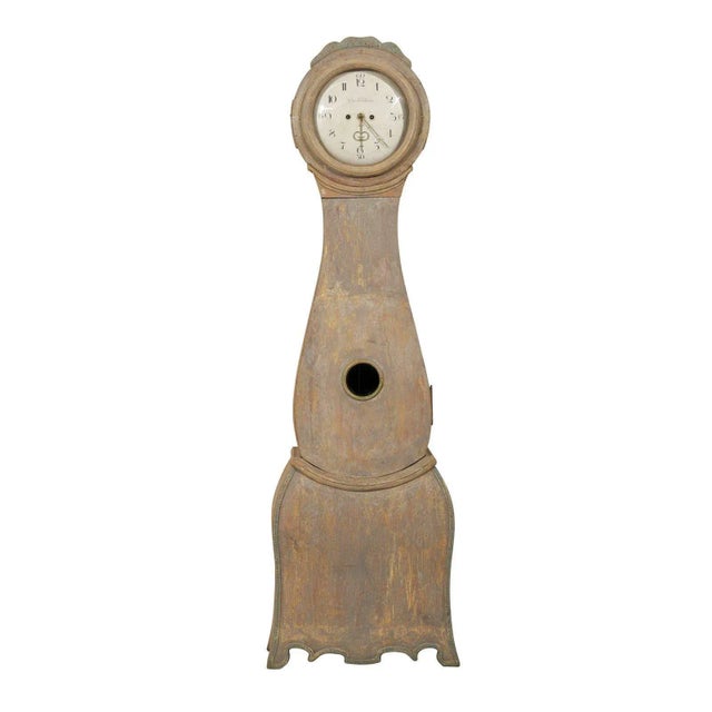 18th Century Swedish Floor Clock With Scalloped Base and Original Paint For Sale - Image 11 of 11