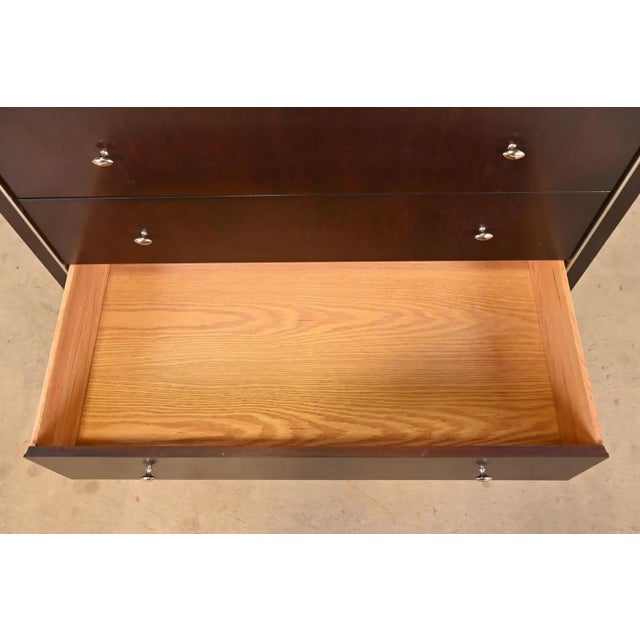 1990s Modern Regency Dark Mahogany and Nickel Chest of Drawers For Sale In Nashville - Image 6 of 11