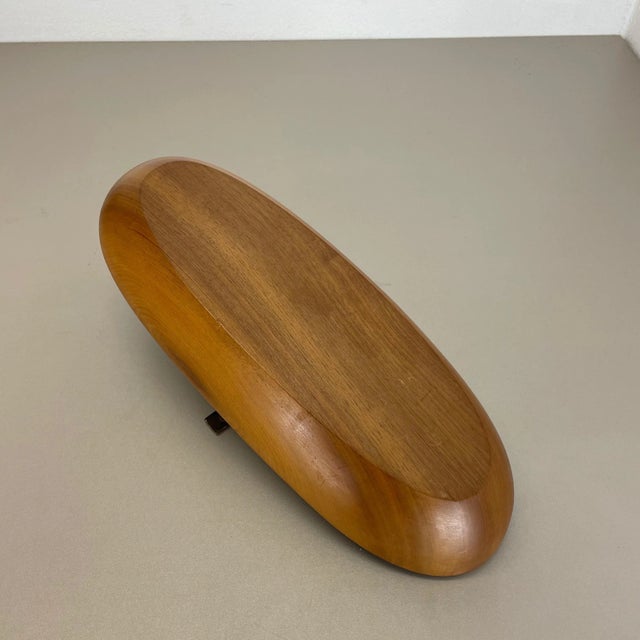 Large Austrian Light Teak Bowl with Brass and Leather Handle by Carl Auböck, 1950s For Sale - Image 18 of 18