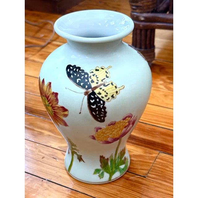 Celadon Floral Vase For Sale In New York - Image 6 of 8