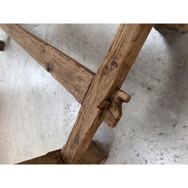 Mid‑20th Century Oak Farm Table For Sale - Image 8 of 10