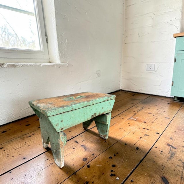 Vintage Farmhouse Wooden Step Stool Primitive For Sale - Image 9 of 9