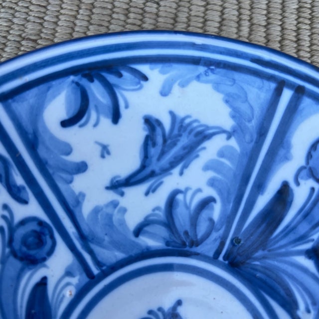 Vintage Guertes Sevilla Talavera Blue and White Decorated Plate, Spain, Circa 1970's For Sale - Image 4 of 12