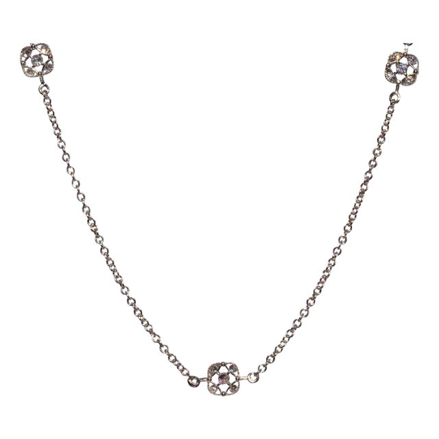 The 131st Street: Tacori Signed White Gold and Natural Diamond Station Chain For Sale