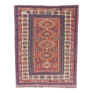 Antique Caucasian Kuba Rug 3'8" X 4’11" For Sale