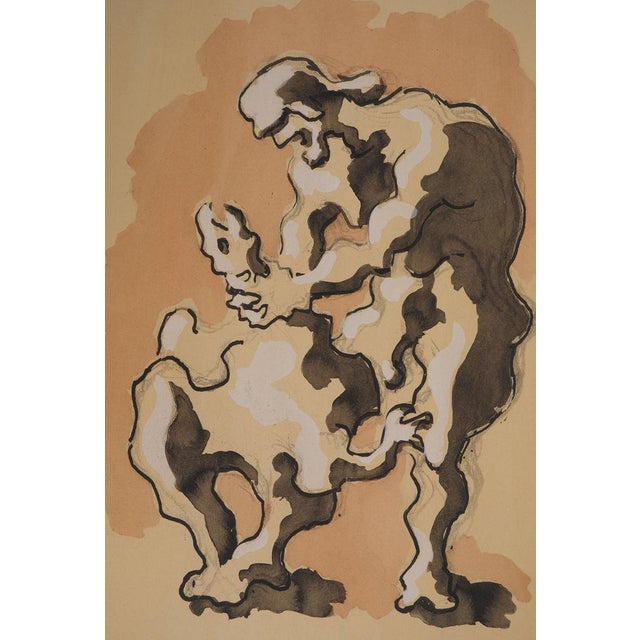 Jacques LIPCHITZ (1891-1973) The Torture, 1940 Original lithograph enhanced with stencil Signed in the plate On paper 45 x...