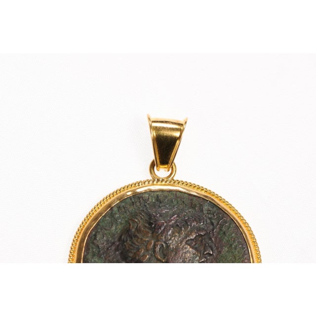 Metal Roman Bronze Trajan Coin Pendant For Sale - Image 7 of 11