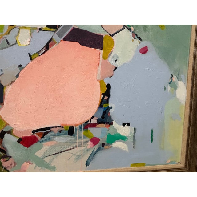 Large Scale Framed Original Abstract Oil Painting Titled "New Chapter" on Repurposed Linen Canvas by Kendra Dennis For Sale - Image 14 of 18