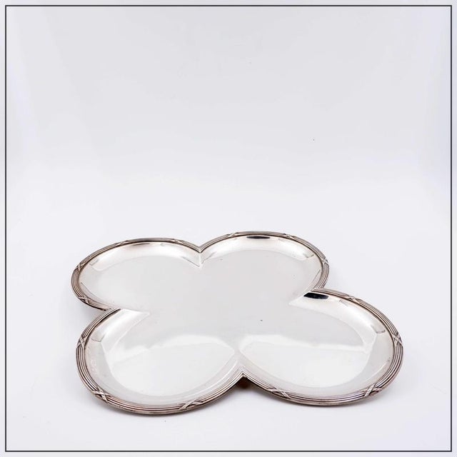 Silver Clover Tray by Alphonse Debain, Paris For Sale - Image 6 of 11