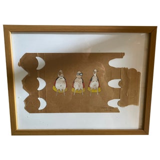 Bettina Gladisch, Figurative Caricatures: World Champions I to IV, 2006, Mixed Media on Paper, Framed, Set of 4 For Sale