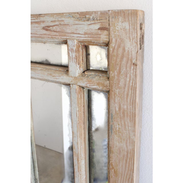 Large Primitive antique window mirror found in the French countryside. Entirely handmade with Mortise and tenon joinery...