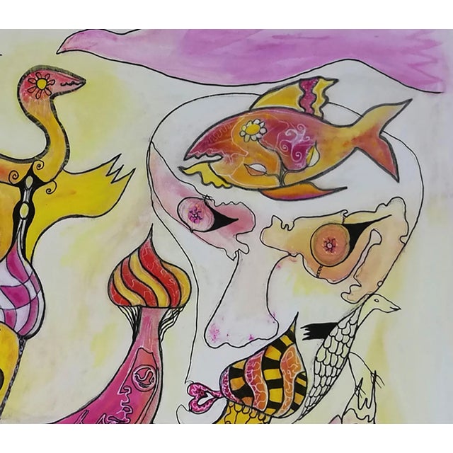 Chateau d'âmes Castle of Souls 2020 acrylic technique and inks 100x155 work on frame, This piece is attributed to the...