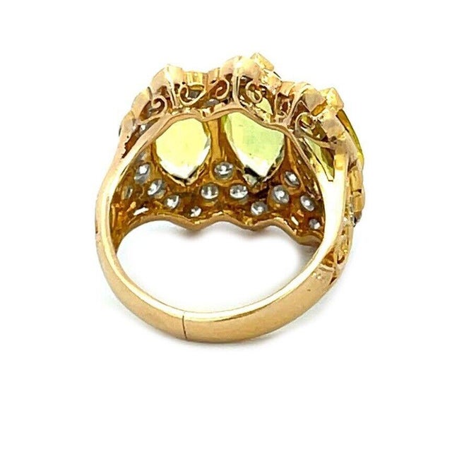 Late 20th Century Lovely Yellow Sapphire & Diamond 18k Yellow Gold Cocktail Ring For Sale - Image 5 of 6