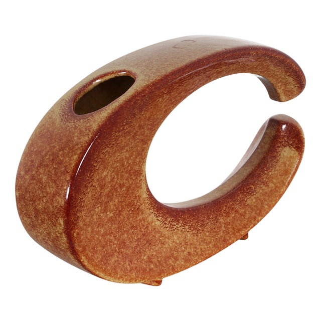 Mid-Century Mottled Ceramic Vase by R. Rigon for Bertoncello, Italy, 1960s For Sale