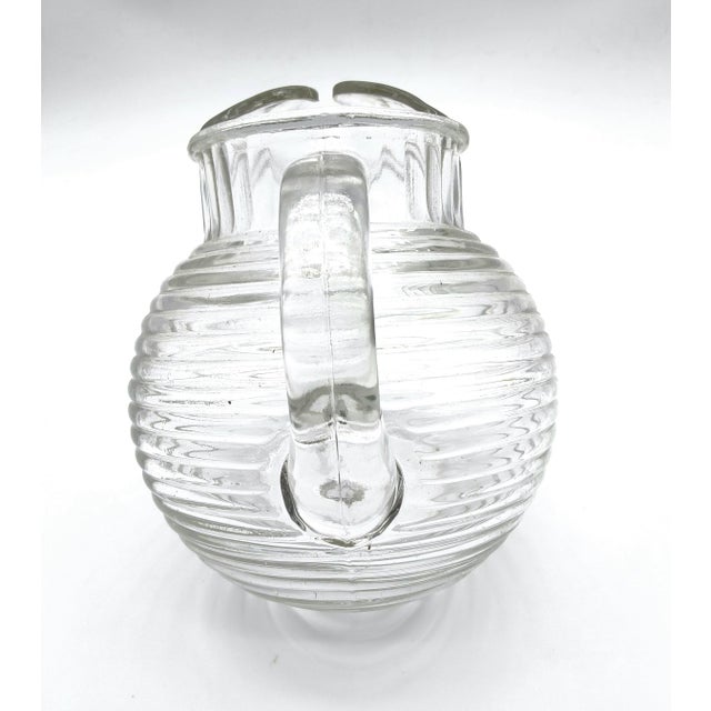 Vintage crystal clear depression glass pitcher, Anchor Hocking Manhattan pattern. This is the small pitcher, about 4 1/4"...