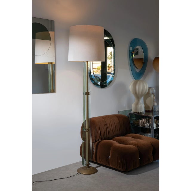 Murano Glass and Brass Floor Lamp, 1950s For Sale - Image 8 of 11