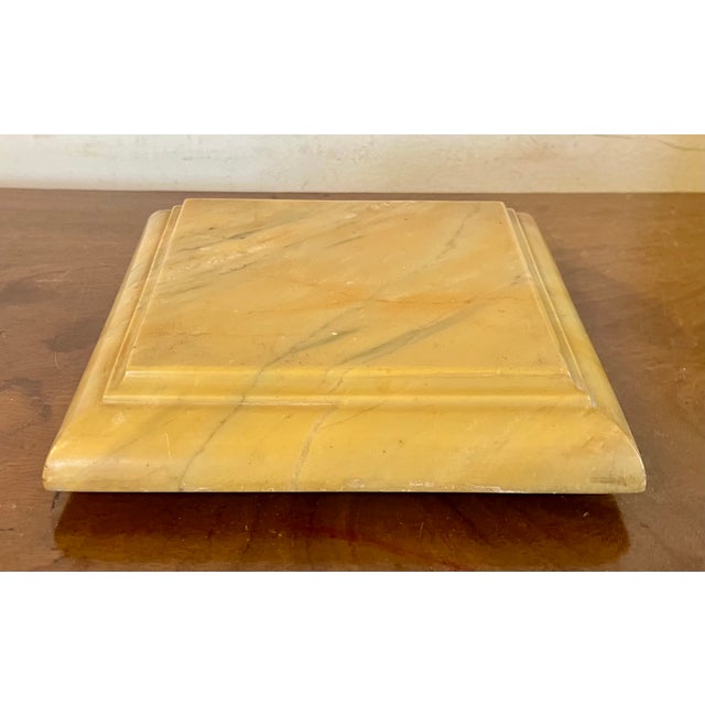 Grand Tour Antique 19th Century Italian Grand Tour Siena Marble Square Trivet or Dispay Base Plinth With Brass Feet For Sale - Image 3 of 13