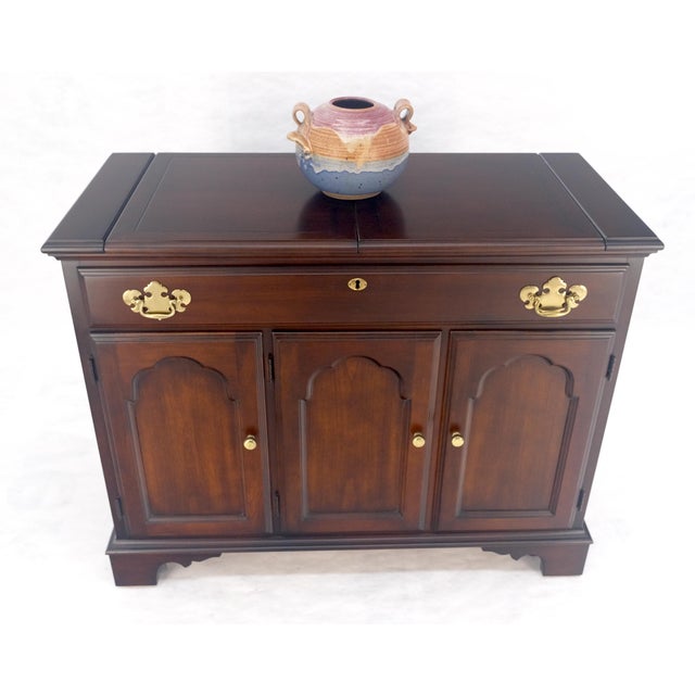 Chocolate Flip Top Serving Bar cabinet Solid Cherry Bracket Feet MINT For Sale - Image 8 of 18