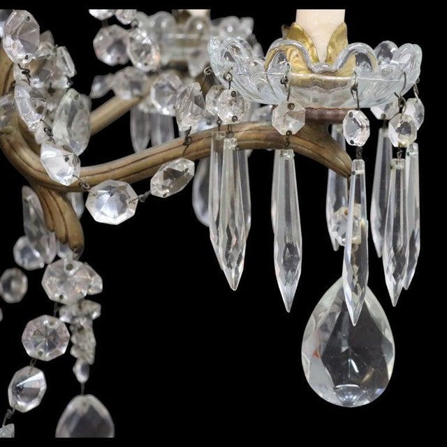 Vintage French Louis XV Style Crystal & Gilt Bronze 5-Light Chandelier C1940 For Sale - Image 6 of 7
