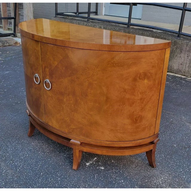 Century Furniture Century Furniture Omni Collection Burl Walnut Demilune Cabinet For Sale - Image 4 of 8