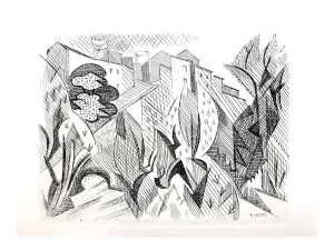 Cubist Landscape Etching by André Lhote, 1946