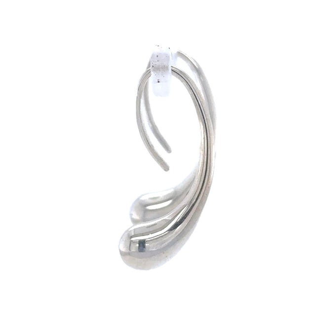 Contemporary Tiffany & Co. Sterling Silver Elsa Peretti Teardrop Hoop Earrings 6g, Pair For Sale - Image 3 of 5
