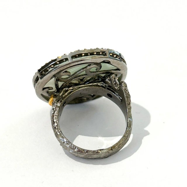 Bochic “Orient” Jade & Multi Gem Ring Set in 18k Gold & Silver Size 4 For Sale - Image 4 of 4