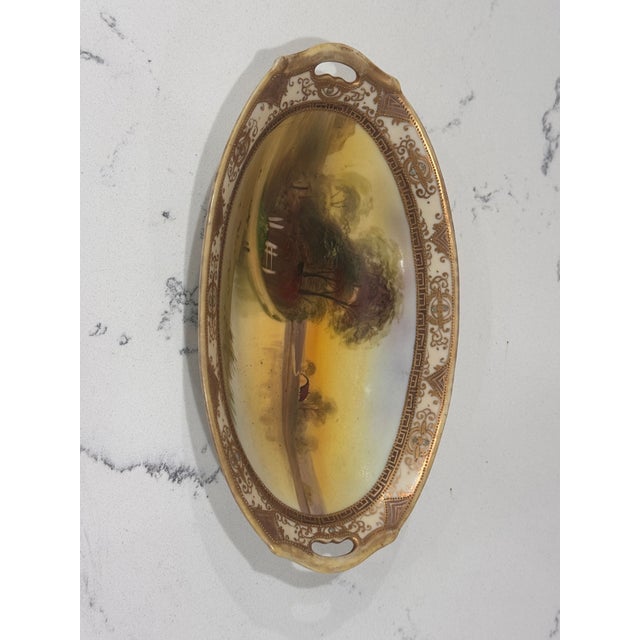 Antique Japanese Hand-Painted Nippon Plate by Morimura Brothers, Rural Lake Scene, C. 1911–1921 For Sale - Image 4 of 8