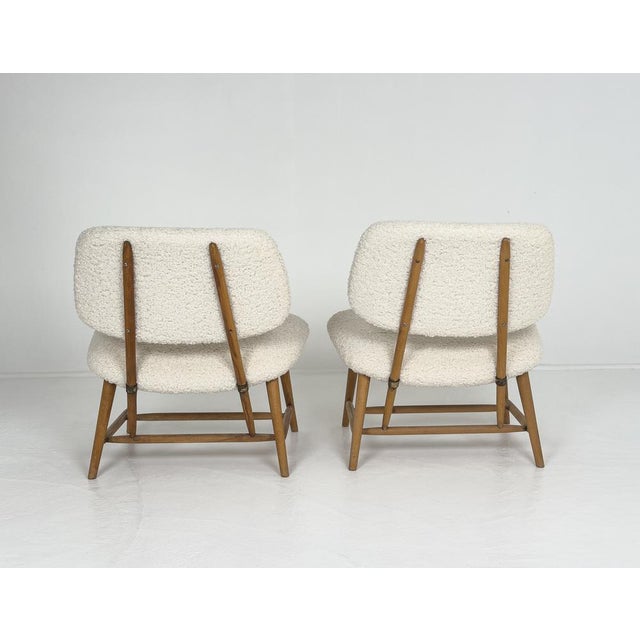 Swedish Modern Lounge Chairs in Ivory Bouclé Upholstery from Alf Svensson, 1950, Set of 2 For Sale - Image 6 of 10