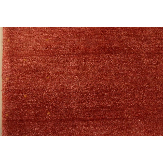 Red Gabbeh Runner 3′ X 10’1” Red Wool Contemporary Hand-Knotted Oriental Rug For Sale - Image 8 of 13