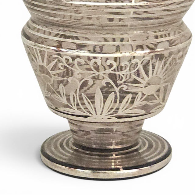 Silver Mid 20th Century Czech Bohemian Crystal Silver Overlay Decanter and Cordial Set - 7 pcs For Sale - Image 8 of 18