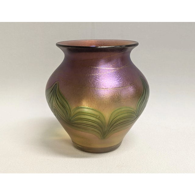 Loetz Style Bohemian Art Glass Vase For Sale - Image 4 of 9