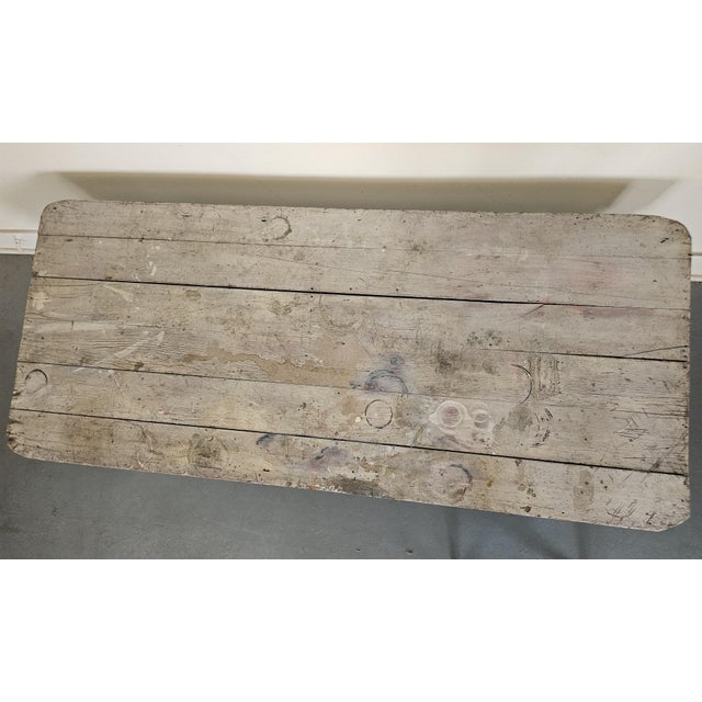 Wood Antique Farmhouse / Art Table For Sale - Image 7 of 10