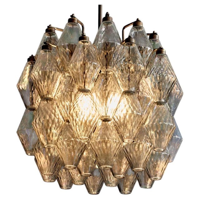 Poliedri Murano Glass Chandelier attributed to Carlo Scarpa for Venini, 1950s For Sale - Image 12 of 12