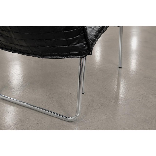 Mid-Century Scandinavian Modern Black Patchwork Leather Lounge Chairs from Ikea, 1980s, Set of 2 For Sale - Image 11 of 18