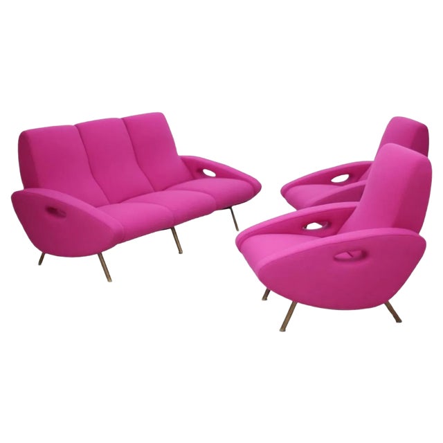 Sofa and Armchair Set by Maurice Mourra Freres, 1950s, Set of 3 For Sale