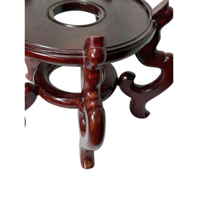 Chinoiserie Vintage Chinese Wood Fishbowl Stand 9.5" Diameter 8.5" Tall For Sale - Image 3 of 8