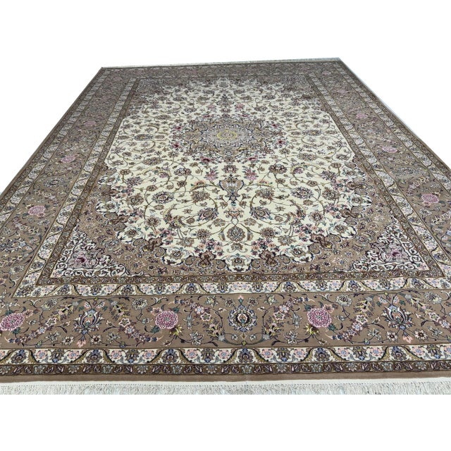 Super Fine Hand Knotted Persian Silk & Wool Isfahan Rug 8'3"x 11'9" For Sale - Image 14 of 16