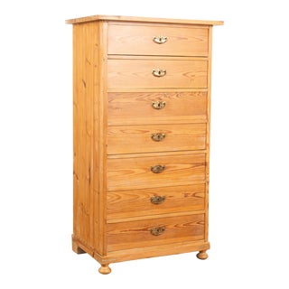 Pine Highboy Chest of Seven Drawers, Sweden Circa 1900's For Sale