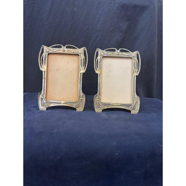 Early 20th Century Art Nouveau Period Brass Easelback Frames - A Pair For Sale In New York - Image 6 of 6