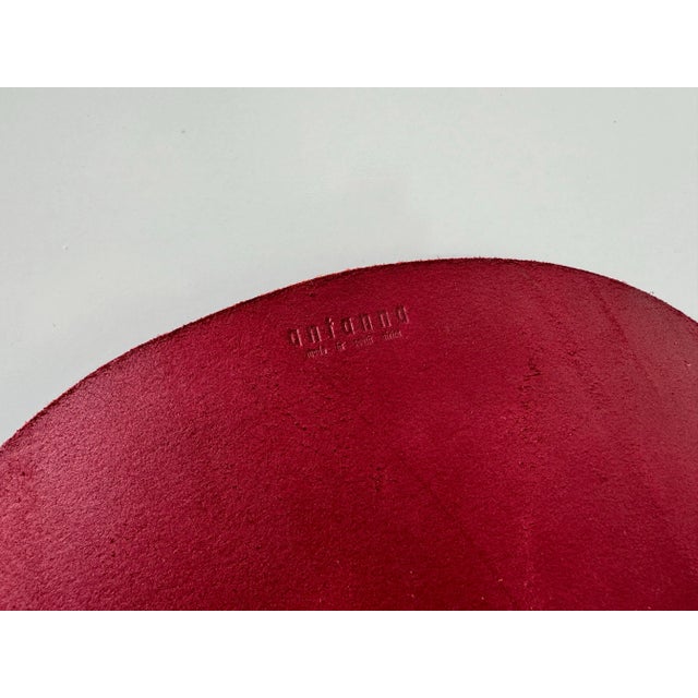 Red 1980's Vintage Baseball Ball - Shape Red Leather Bowl / Dish For Sale - Image 8 of 12